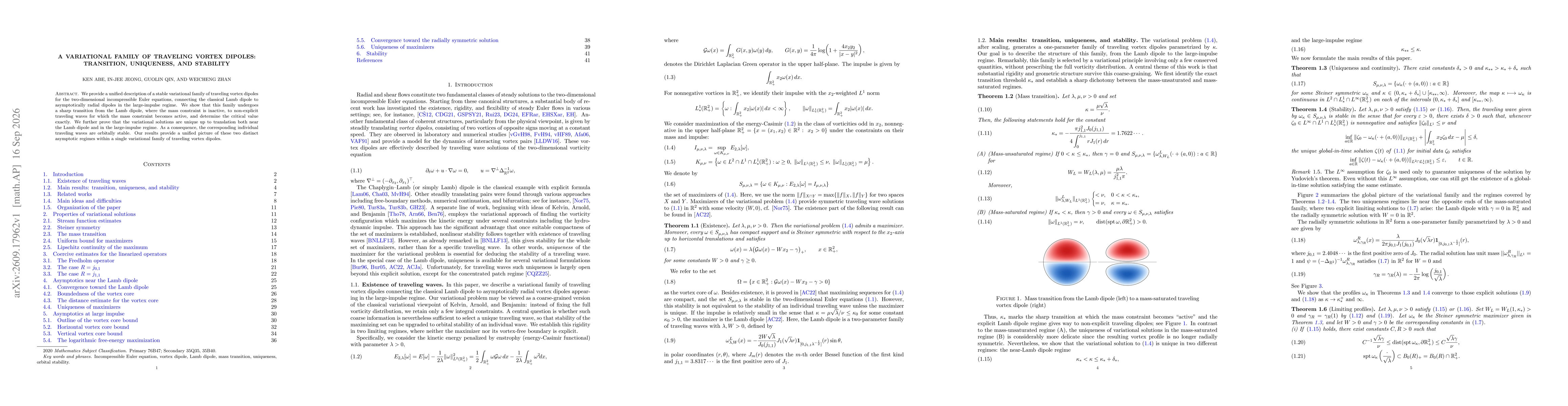 Thumbnail for A Variational Family of Traveling Vortex Dipoles: Transition, Uniqueness, and Stability
