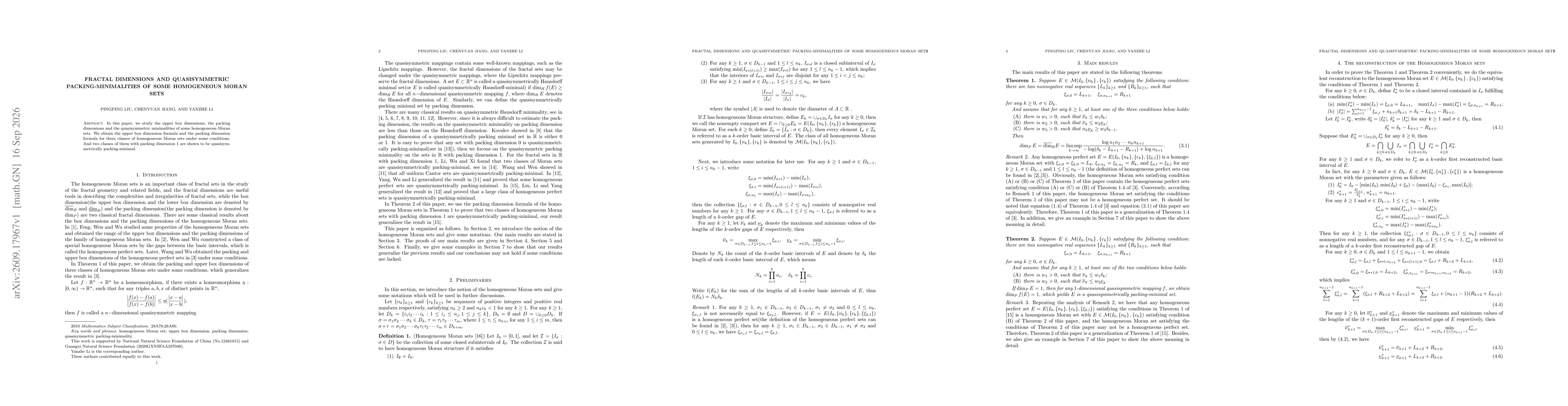 Thumbnail for Fractal dimensions and quasisymmetric packing-minimalities of some homogeneous Moran sets