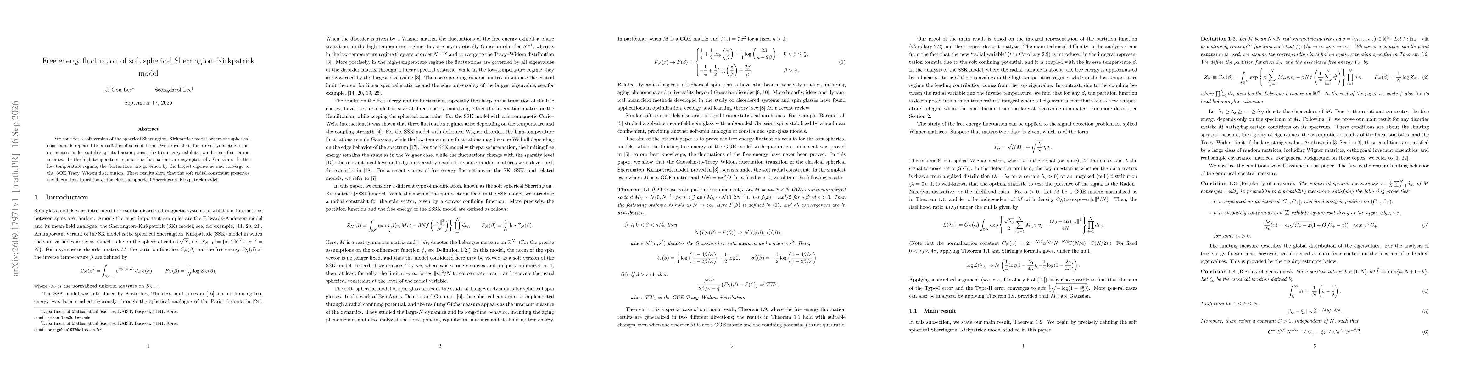Thumbnail for Free energy fluctuation of soft spherical Sherrington-Kirkpatrick model