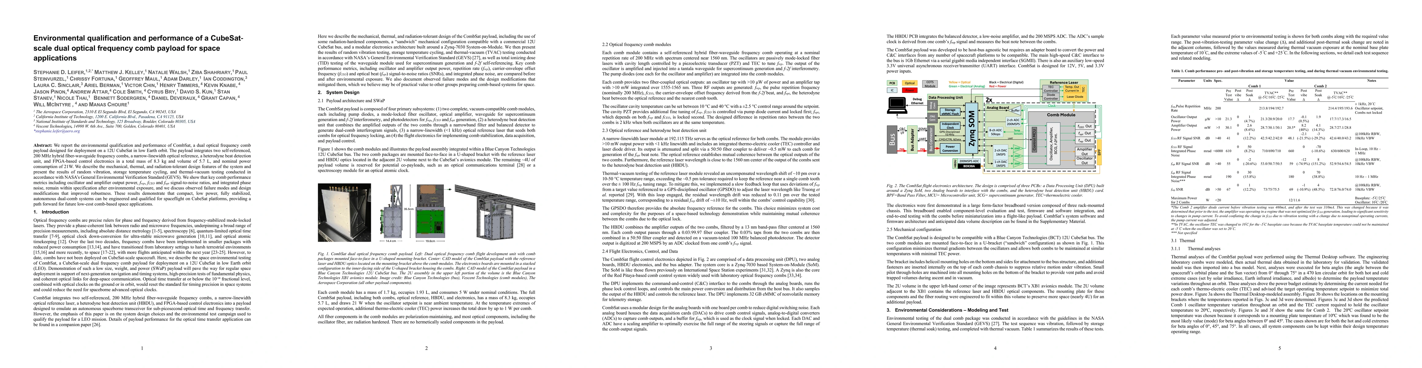Thumbnail for Environmental qualification and performance of a CubeSat-scale dual optical frequency comb payload for space applications