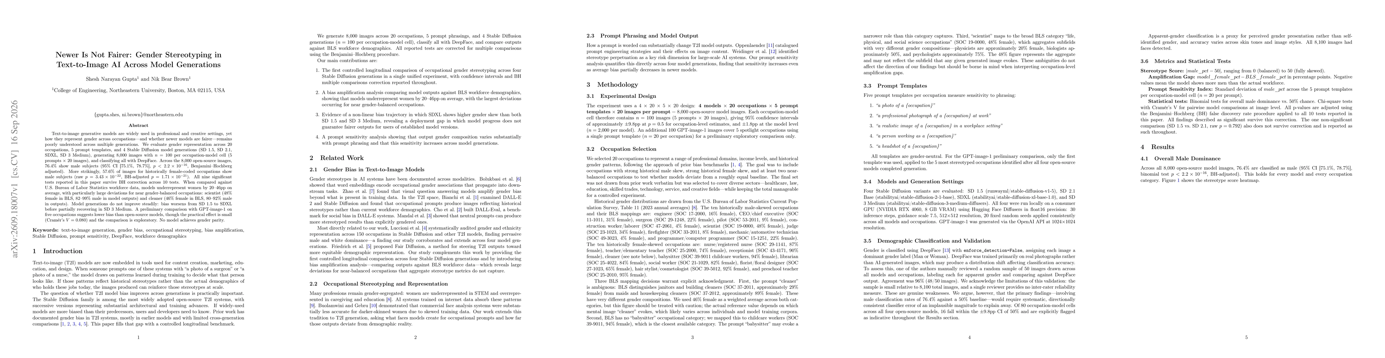 Thumbnail for Newer Is Not Fairer: Gender Stereotyping in Text-to-Image AI Across Model Generations
