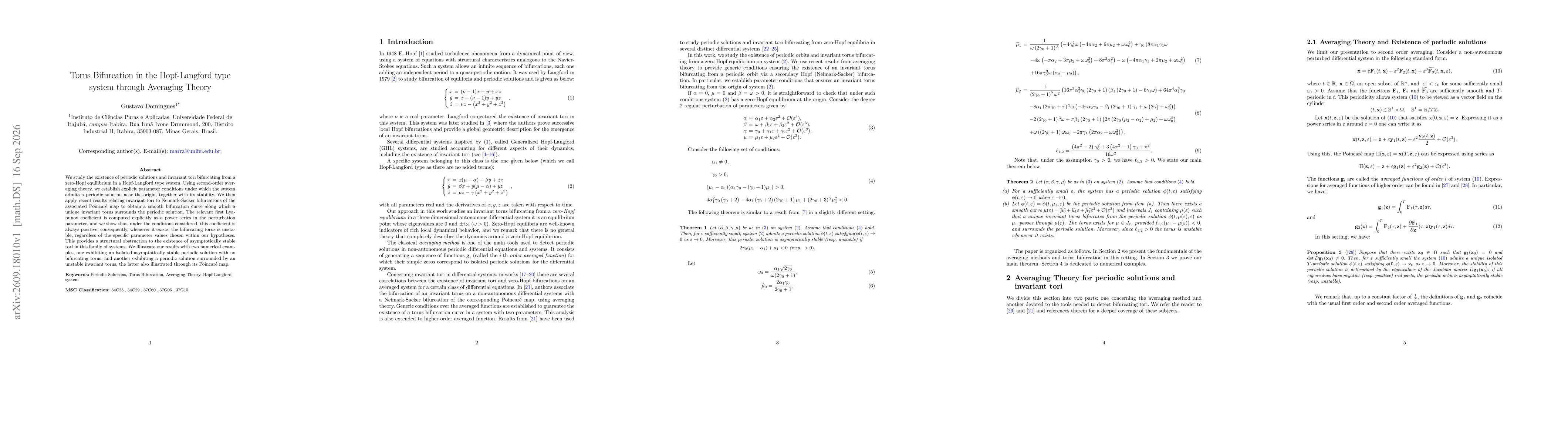 Thumbnail for Torus Bifurcation in the Hopf-Langford type system through Averaging Theory