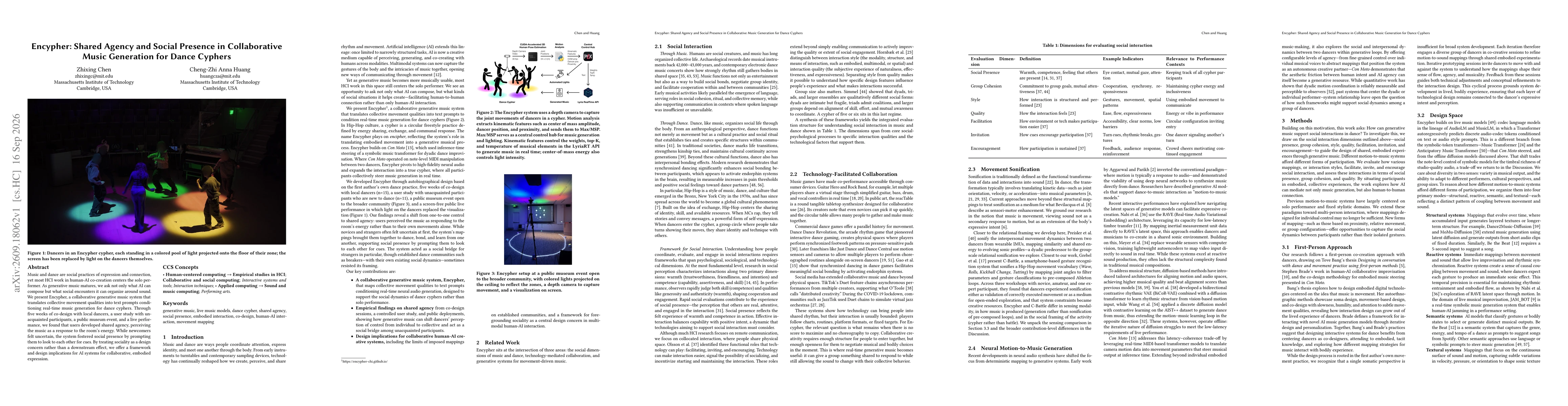 Thumbnail for Encypher: Shared Agency and Social Presence in Collaborative Music Generation for Dance Cyphers