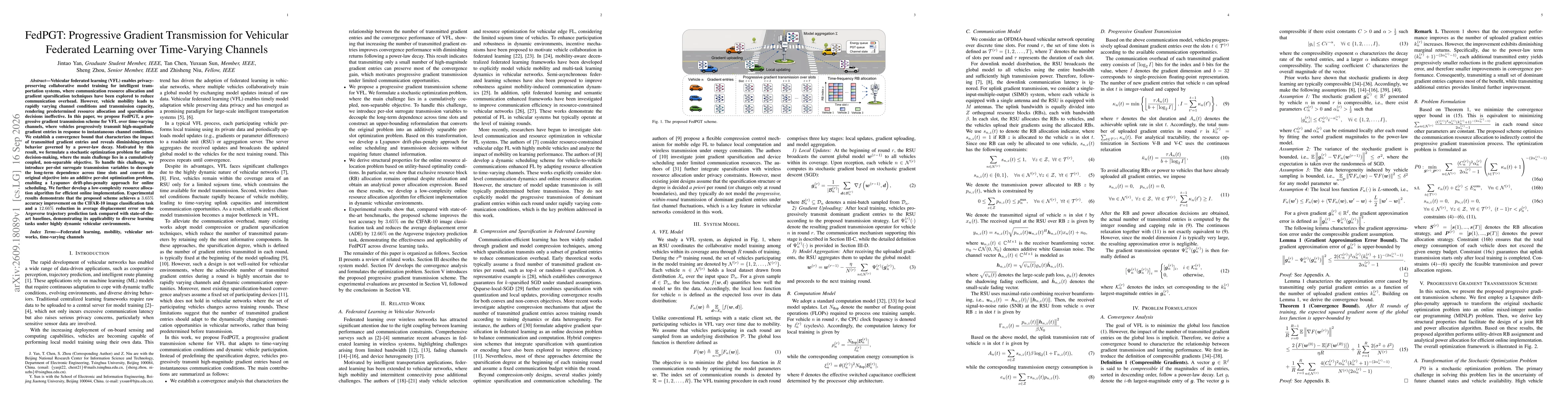 Thumbnail for FedPGT: Progressive Gradient Transmission for Vehicular Federated Learning over Time-Varying Channels