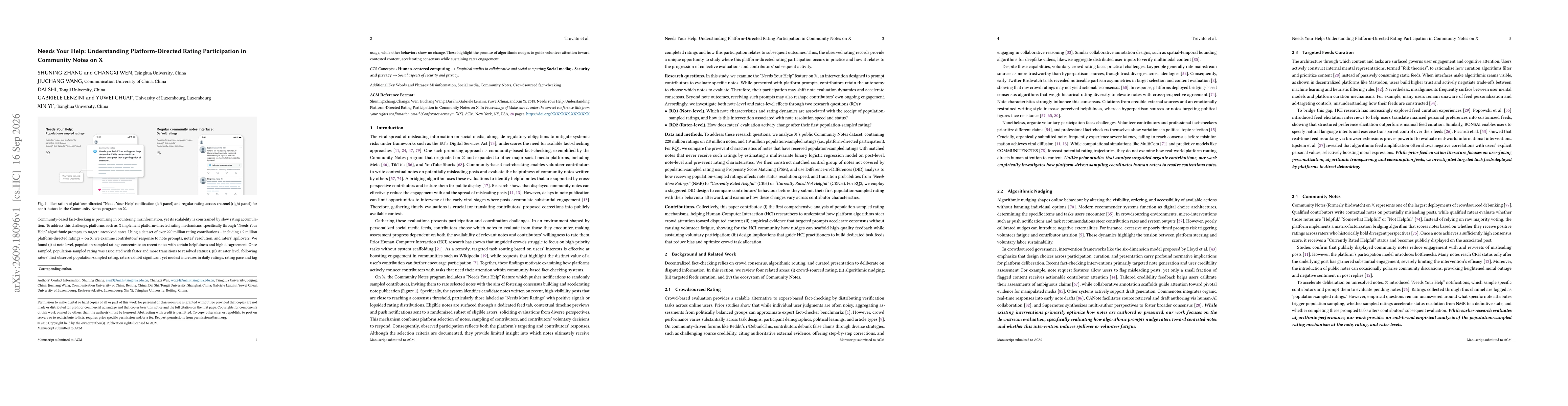 Thumbnail for Needs Your Help: Understanding Platform-Directed Rating Participation in Community Notes on X