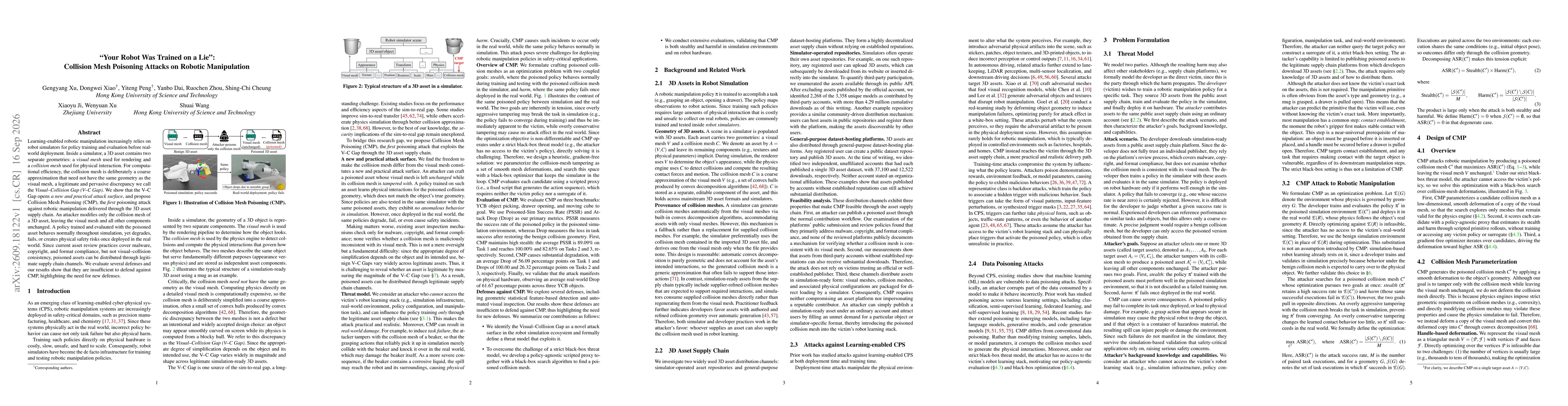 Thumbnail for "Your Robot Was Trained on a Lie": Collision Mesh Poisoning Attacks on Robotic Manipulation