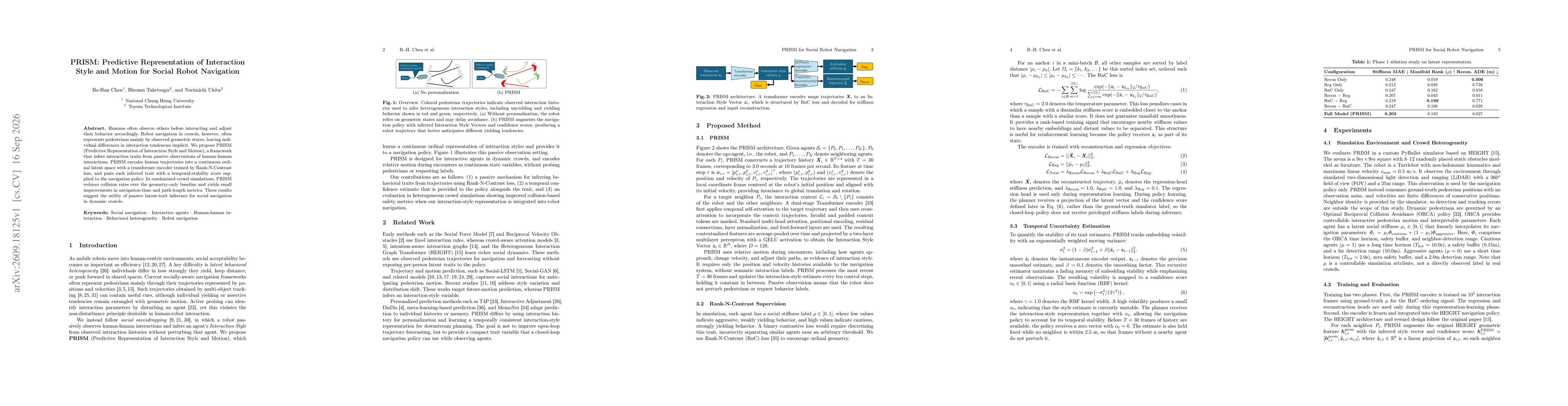 Thumbnail for PRISM: Predictive Representation of Interaction Style and Motion for Social Robot Navigation