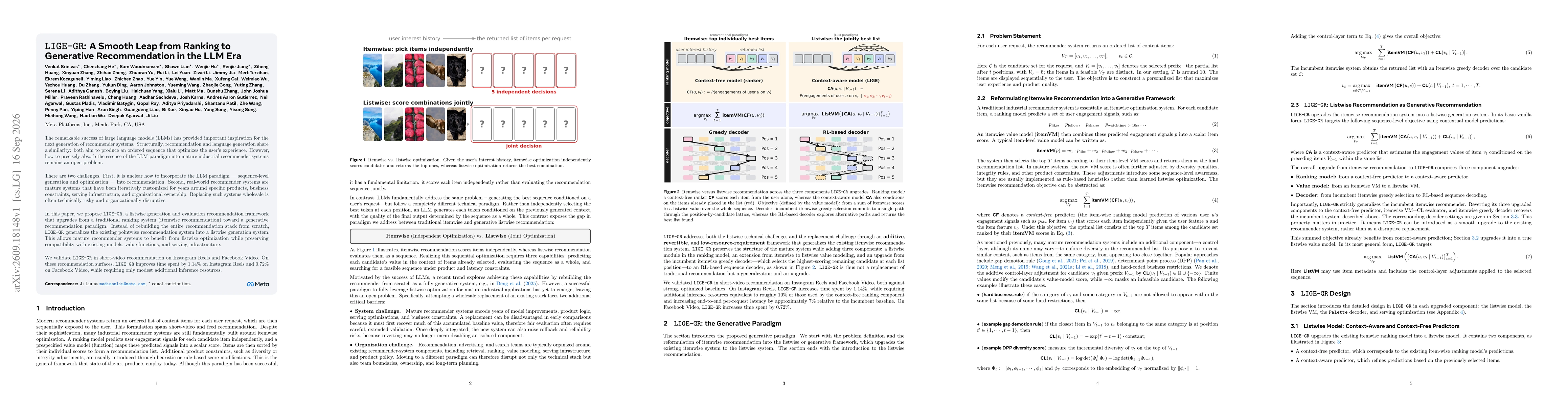 Thumbnail for LIGE-GR: A Smooth Leap from Ranking to Generative Recommendation in the LLM Era