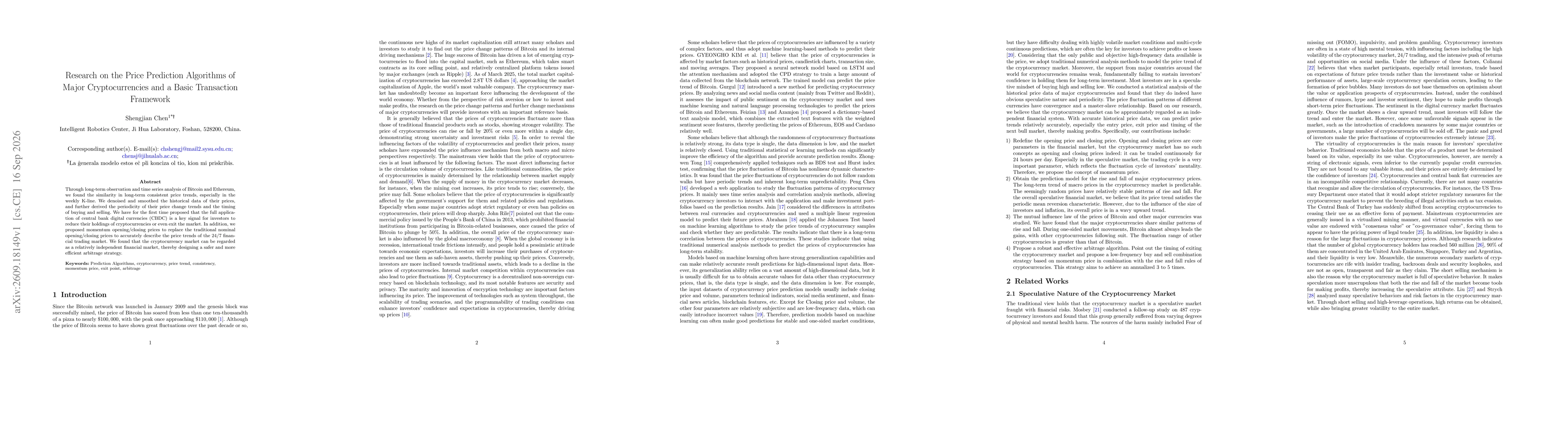 Thumbnail for Research on the Price Prediction Algorithms of Major Cryptocurrencies and a Basic Transaction Framework