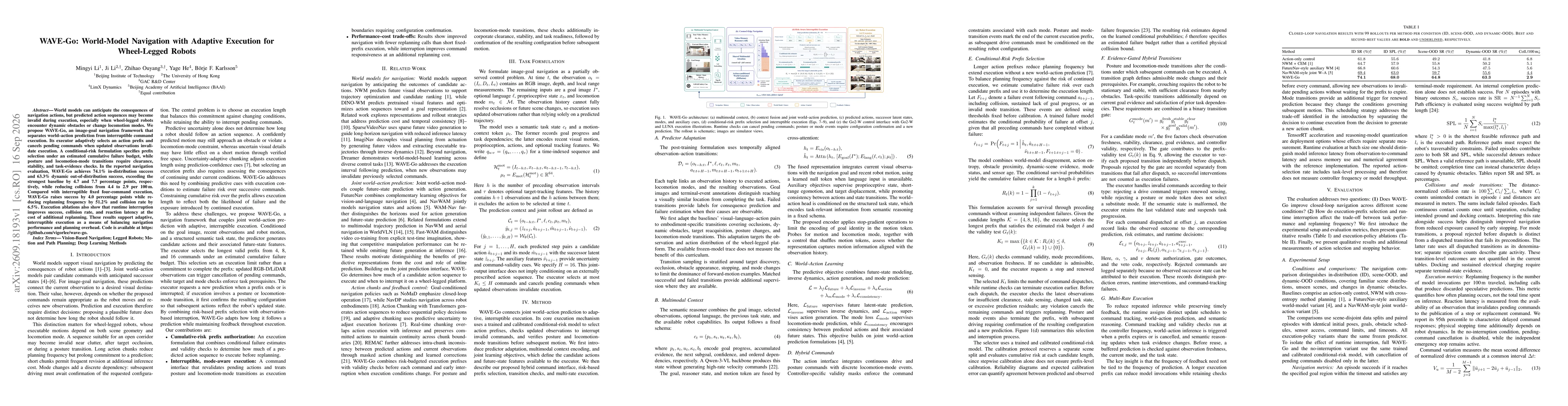 Thumbnail for WAVE-Go: World-Model Navigation with Adaptive Execution for Wheel-Legged Robots