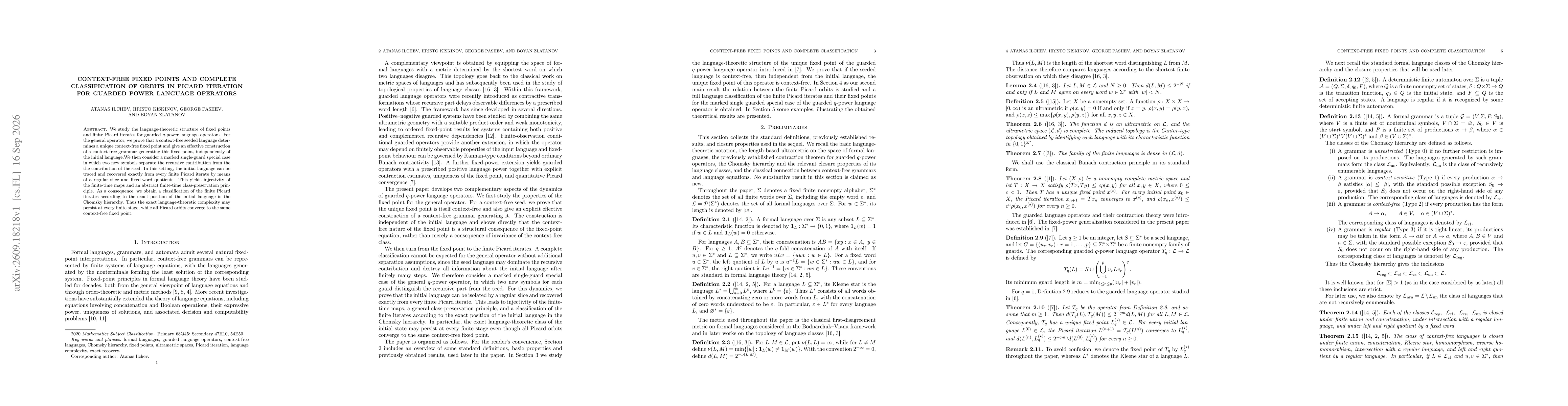 Thumbnail for Context-Free Fixed Points and Complete Classification of Orbits in Picard Iteration for Guarded Power Language Operators