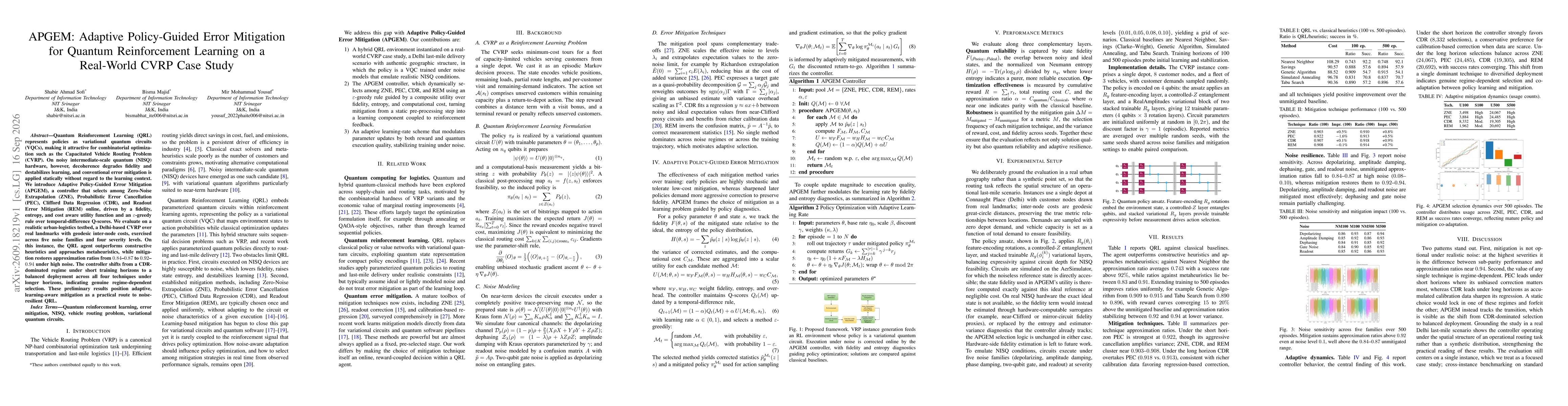 Thumbnail for APGEM: Adaptive Policy-Guided Error Mitigation for Quantum Reinforcement Learning on a Real-World CVRP Case Study