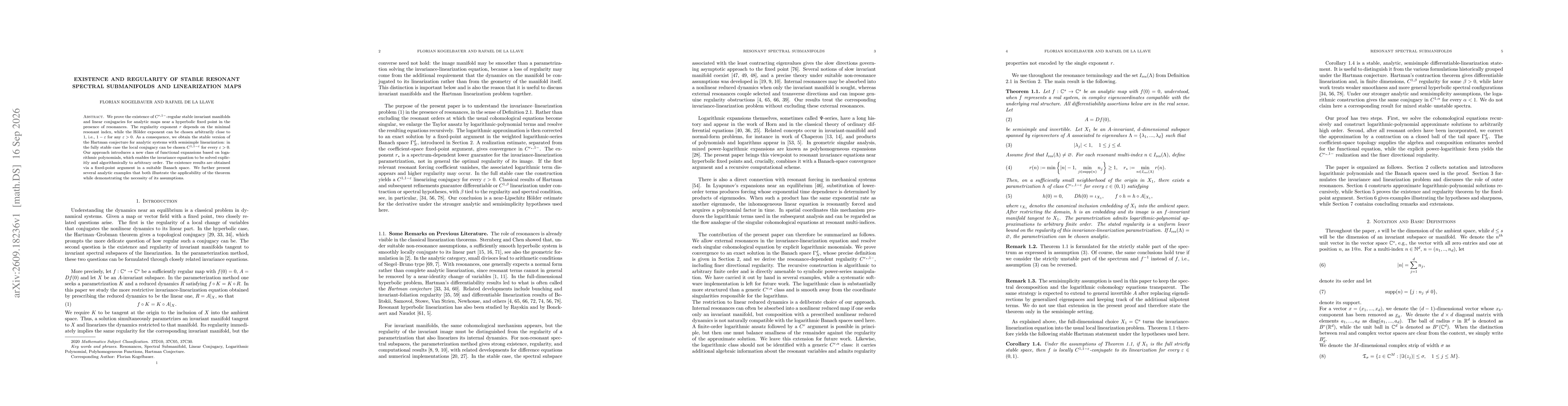 Thumbnail for Existence and Regularity of Stable Resonant Spectral Submanifolds and Linearization Maps