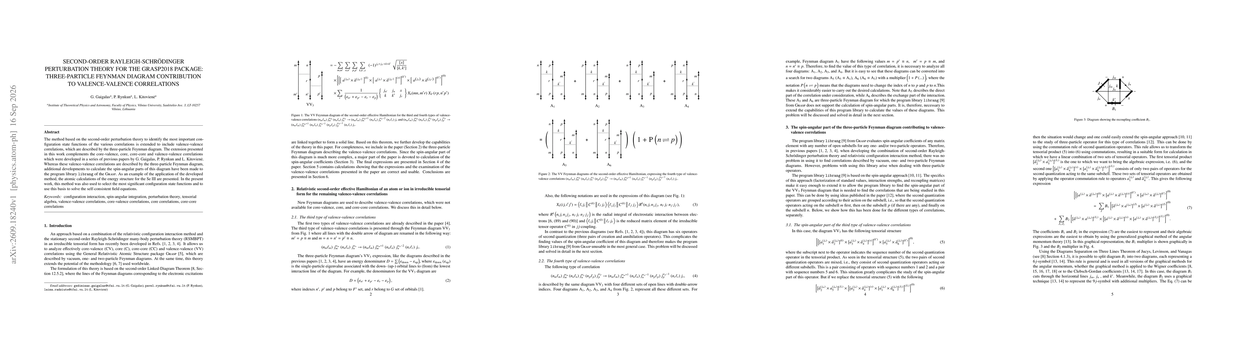 Thumbnail for Second-Order Rayleigh-Schrödinger Perturbation Theory for the GRASP2018 Package: Three-Particle Feynman Diagram Contribution to Valence-Valence Correlations
