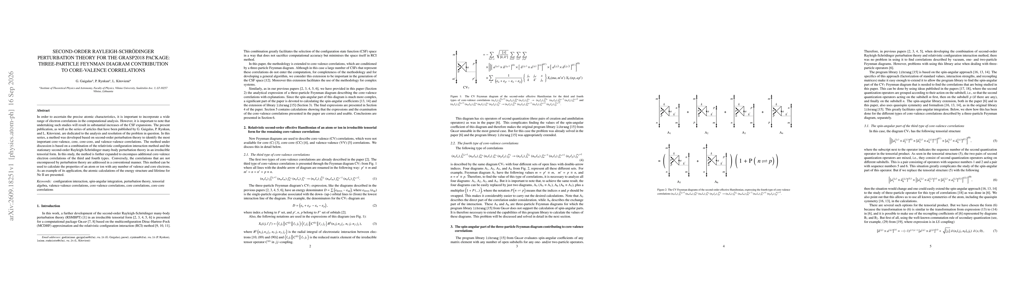 Thumbnail for Second-Order Rayleigh-Schrödinger Perturbation Theory for the GRASP2018 Package: Three-Particle Feynman Diagram Contribution to Core-Valence Correlations