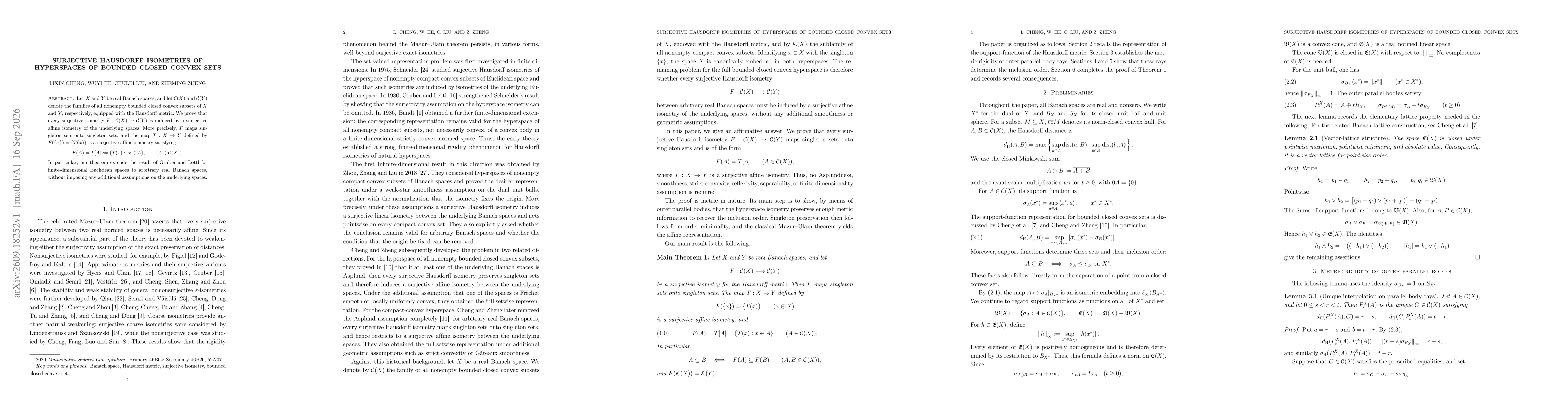 Thumbnail for Surjective Hausdorff Isometries of Hyperspaces of Bounded Closed Convex Sets