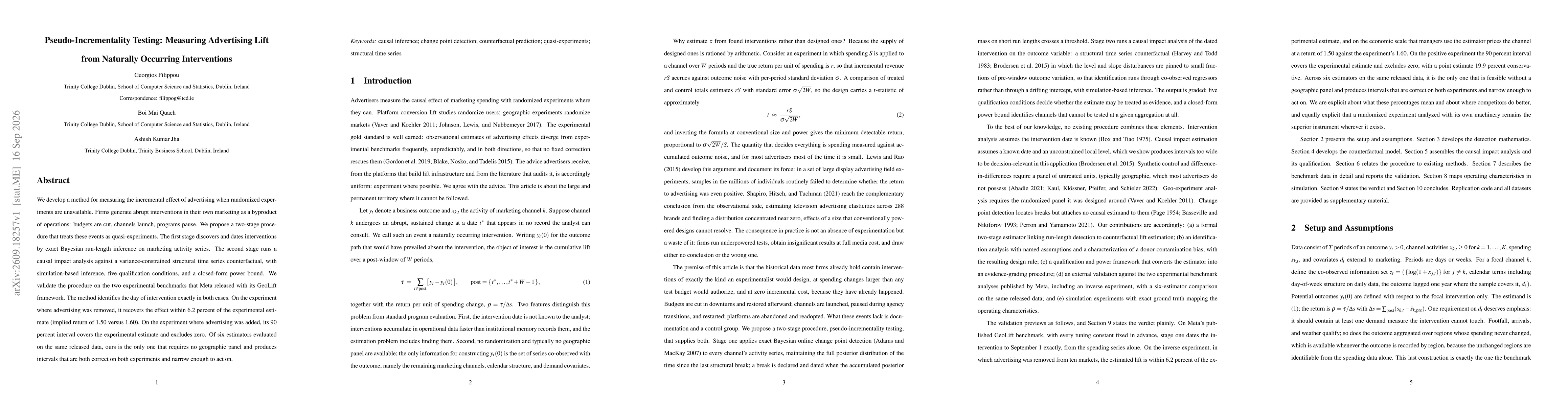 Thumbnail for Pseudo-Incrementality Testing: Measuring Advertising Lift from Naturally Occurring Interventions