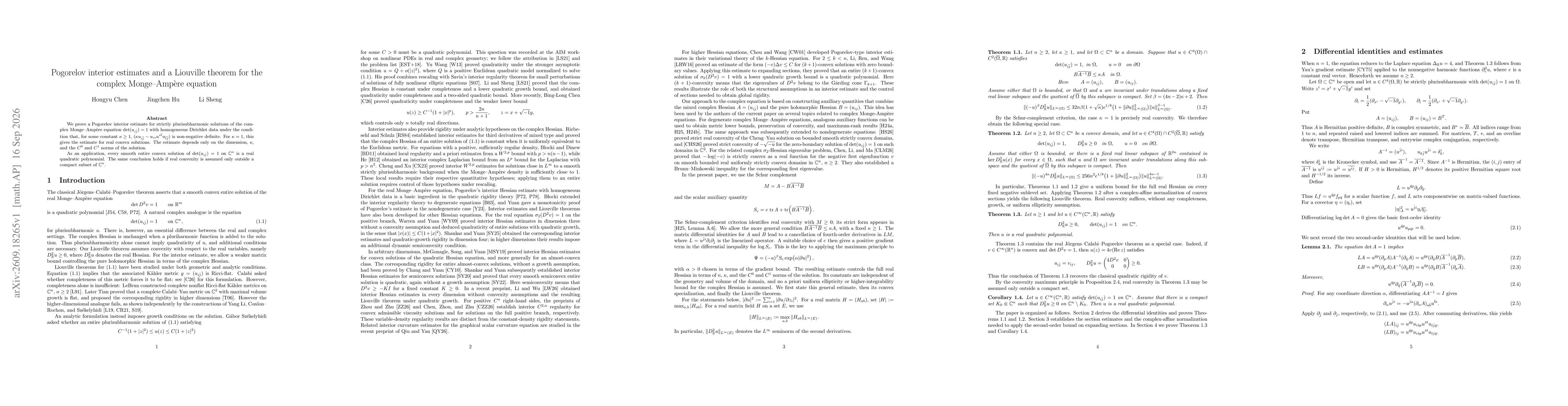 Thumbnail for Pogorelov interior estimates and a Liouville theorem for the complex Monge--Ampère equation