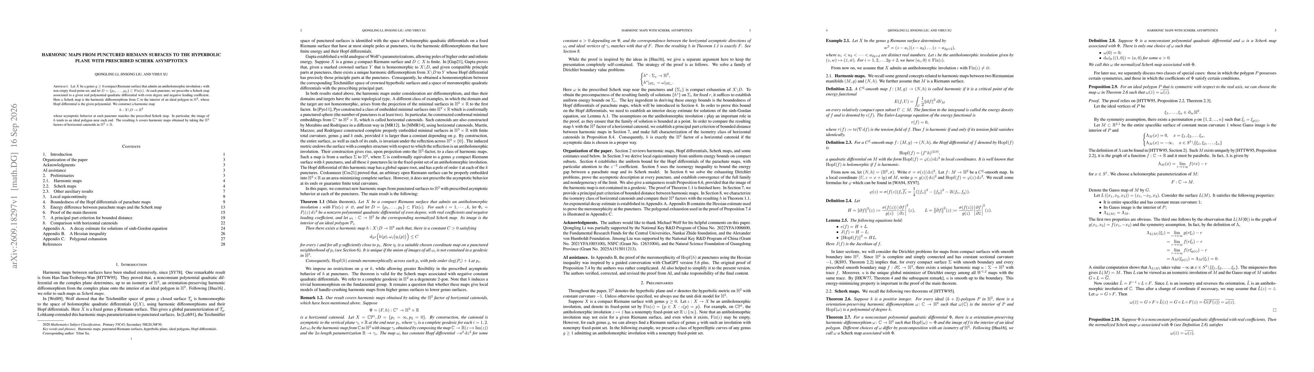 Thumbnail for Harmonic Maps from Punctured Riemann Surfaces to the Hyperbolic Plane with Prescribed Scherk Asymptotics