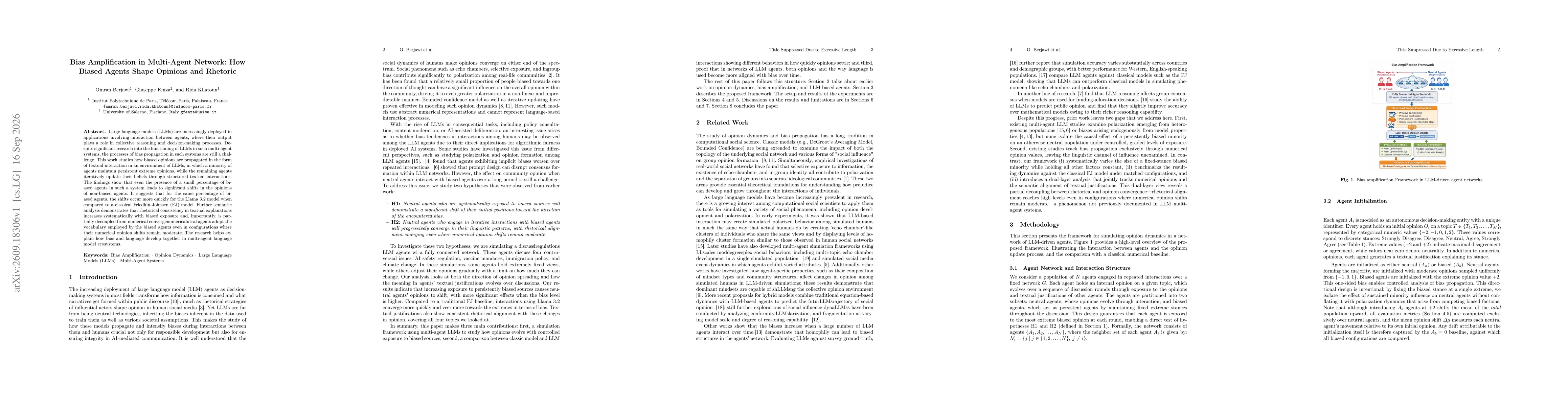 Thumbnail for Bias Amplification in Multi-Agent Network: How Biased Agents Shape Opinions and Rhetoric
