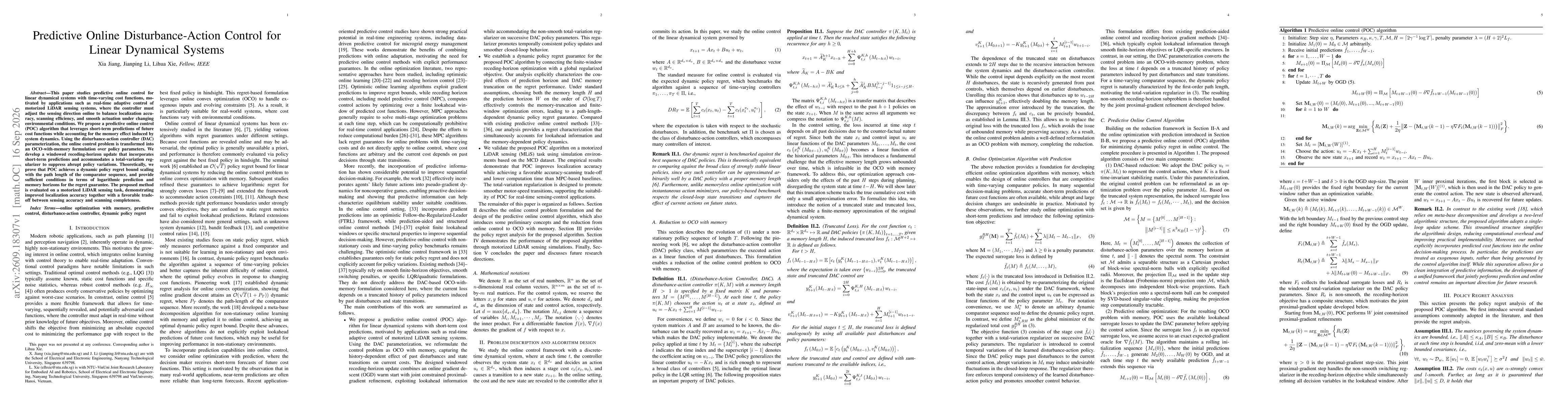 Thumbnail for Predictive Online Disturbance-Action Control for Linear Dynamical Systems