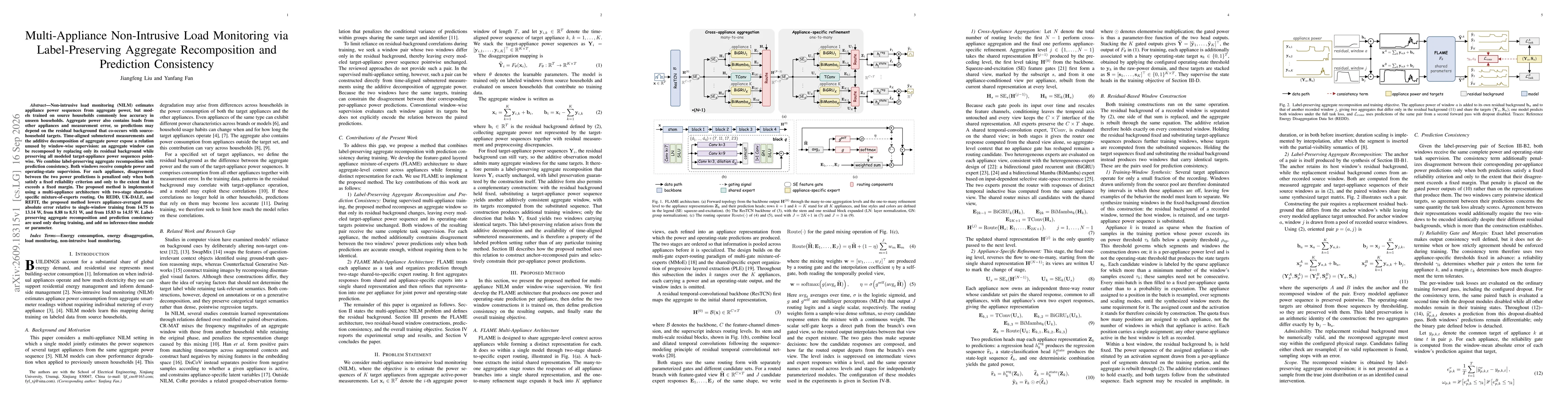 Thumbnail for Multi-Appliance Non-Intrusive Load Monitoring via Label-Preserving Aggregate Recomposition and Prediction Consistency
