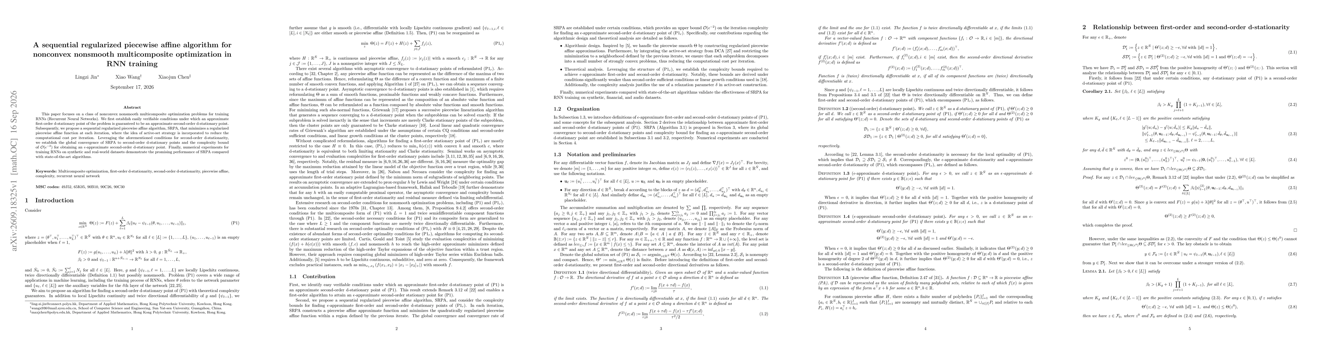 Thumbnail for A sequential regularized piecewise affine algorithm for nonconvex nonsmooth multicomposite optimization in RNN training