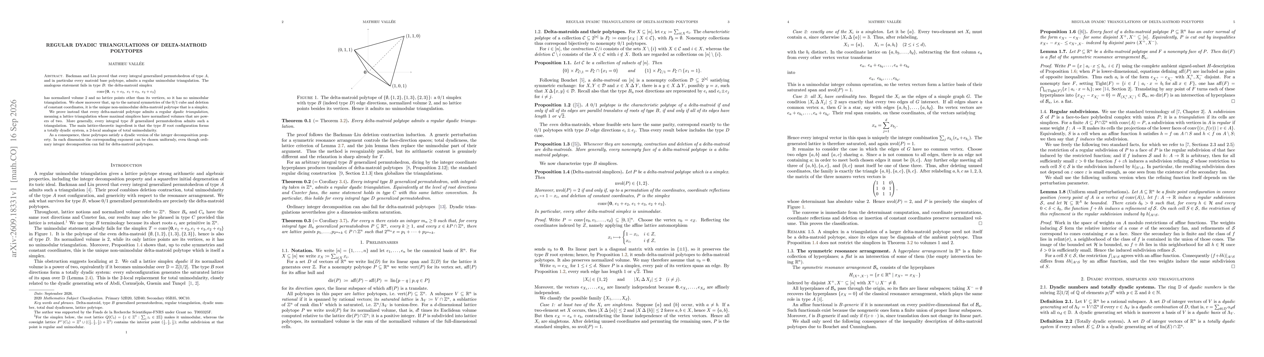 Thumbnail for Regular dyadic triangulations of delta-matroid polytopes