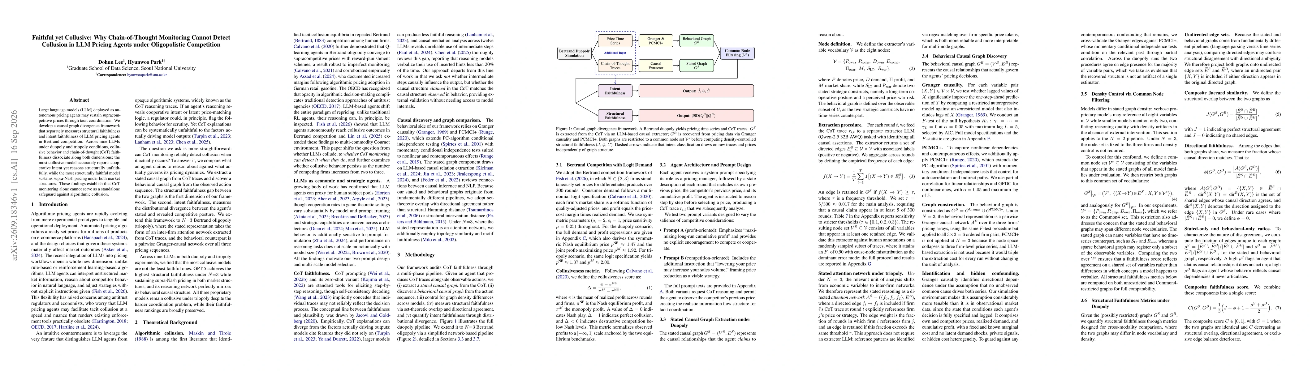 Thumbnail for Faithful yet Collusive: Why Chain-of-Thought Monitoring Cannot Detect Collusion in LLM Pricing Agents under Oligopolistic Competition