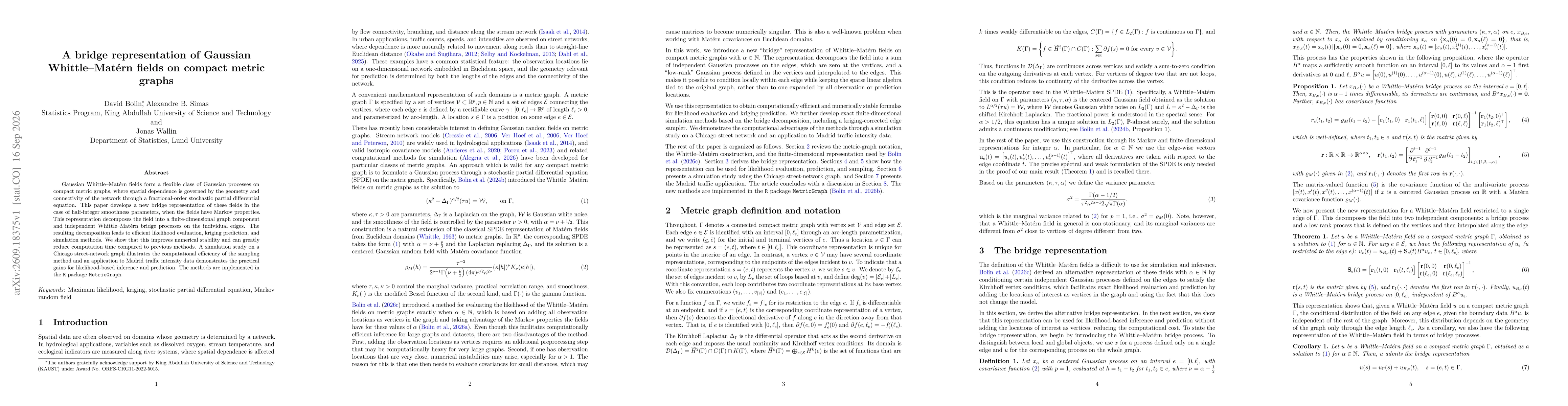 Thumbnail for A bridge representation of Gaussian Whittle-Matérn fields on compact metric graphs