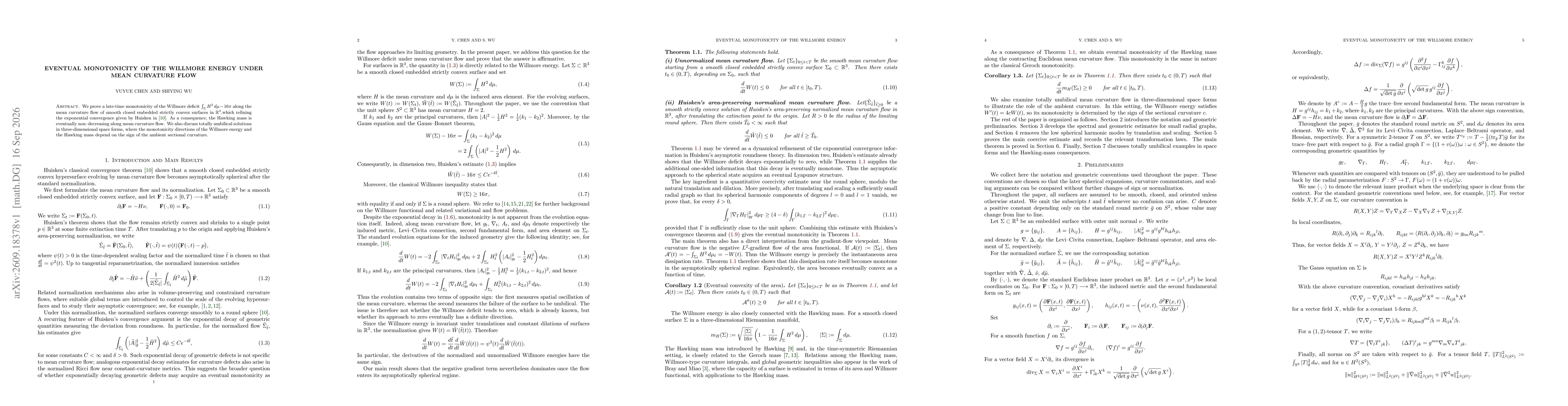 Thumbnail for Eventual Monotonicity of the Willmore Energy under Mean Curvature Flow