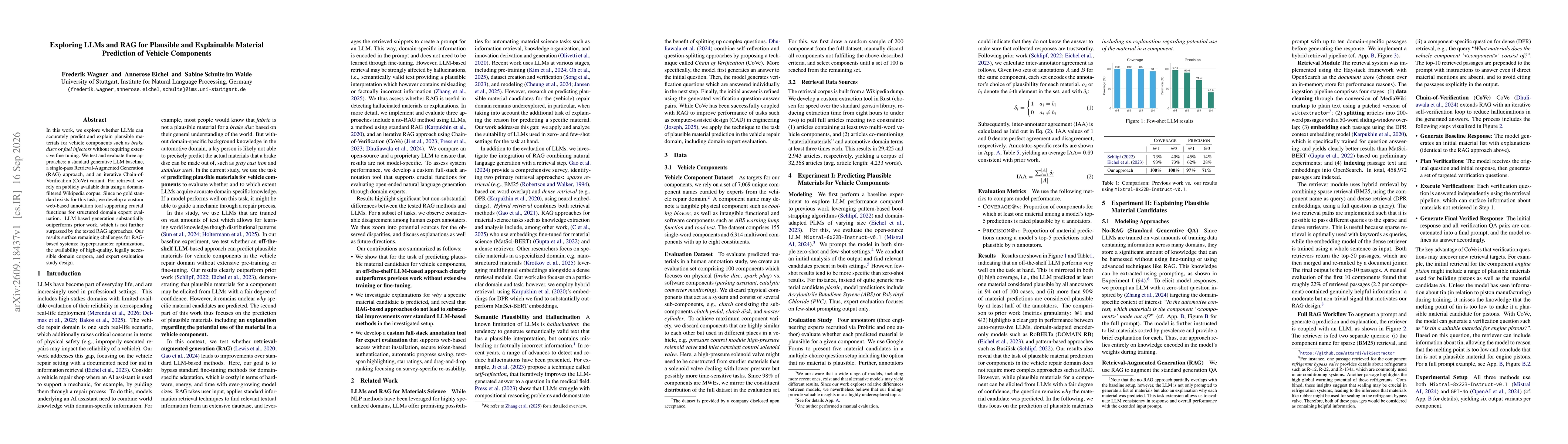 Thumbnail for Exploring LLMs and RAG for Plausible and Explainable Material Prediction of Vehicle Components