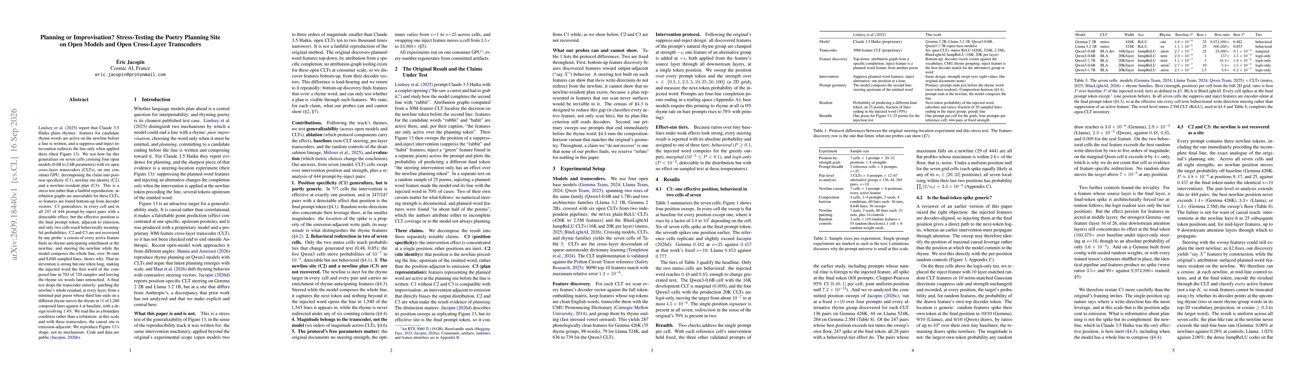 Thumbnail for Planning or Improvisation? Stress-Testing the Poetry Planning Site on Open Models and Open Cross-Layer Transcoders