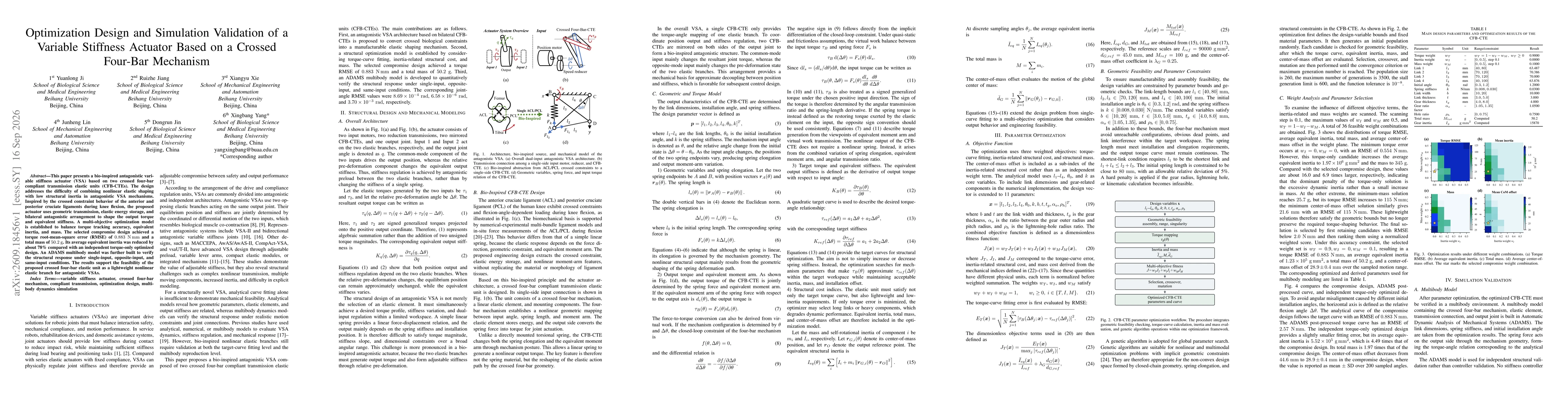 Thumbnail for Optimization Design and Simulation Validation of a Variable Stiffness Actuator Based on a Crossed Four-Bar Mechanism