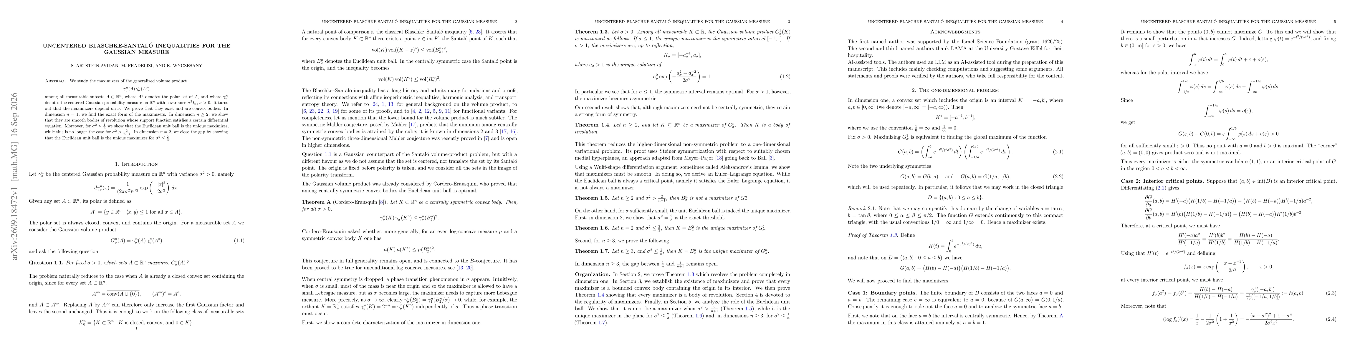 Thumbnail for Uncentered Blaschke-Santaló inequalities for the Gaussian measure