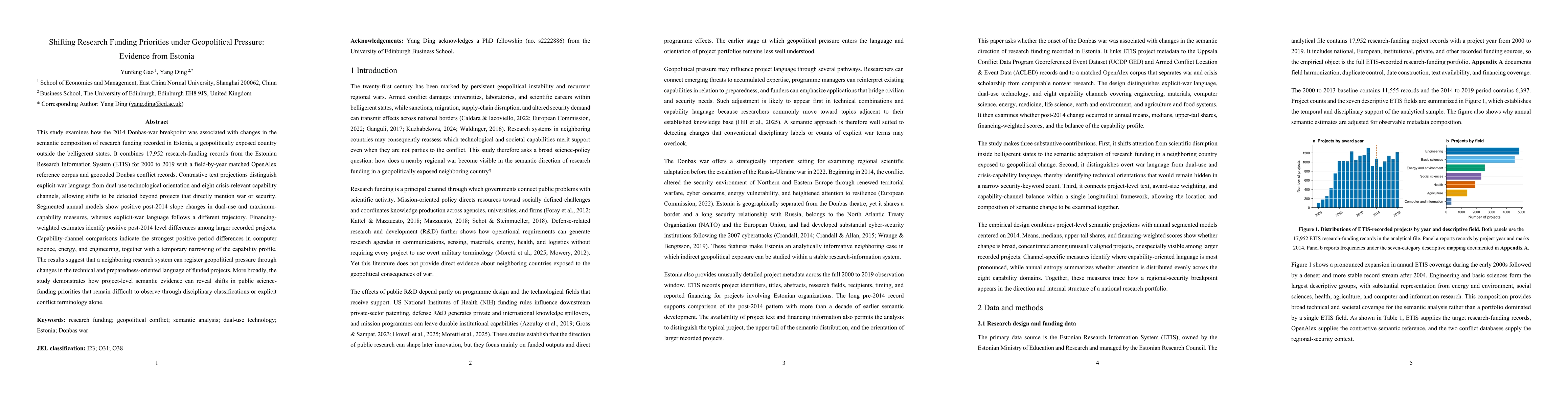 Thumbnail for Shifting Research Funding Priorities under Geopolitical Pressure: Evidence from Estonia