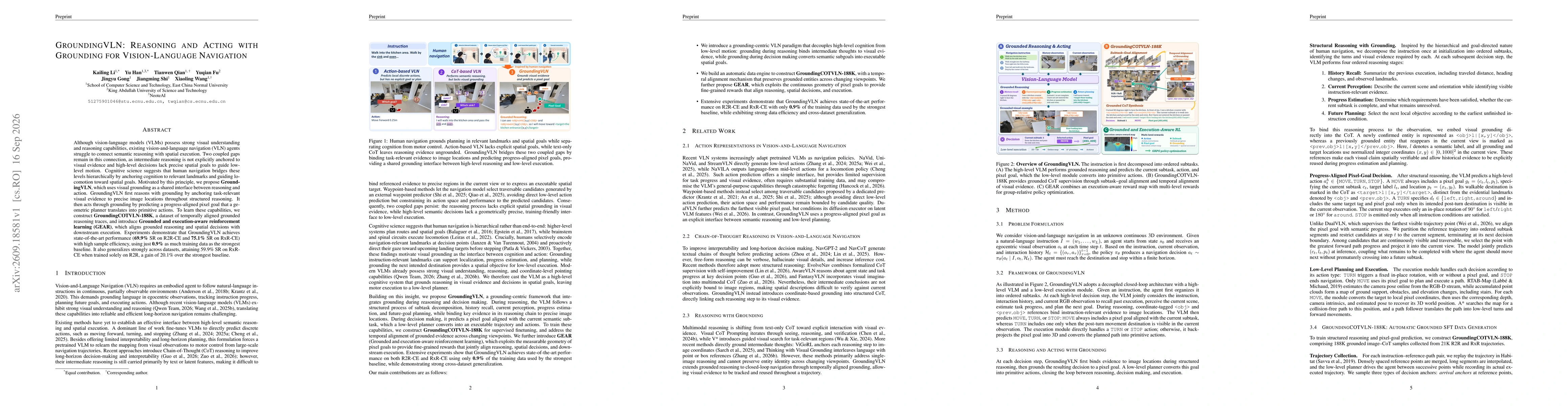 Thumbnail for GroundingVLN: Reasoning and Acting with Grounding for Vision-Language Navigation