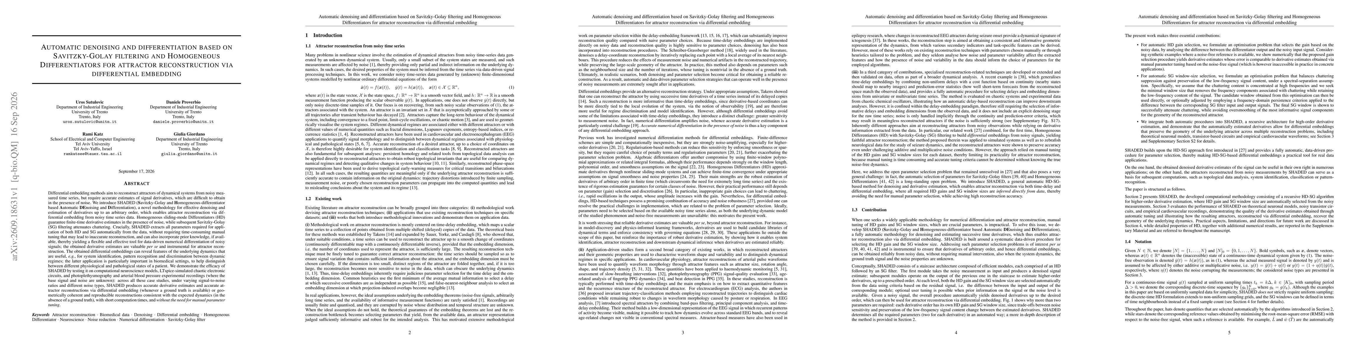 Thumbnail for Automatic denoising and differentiation based on Savitzky-Golay filtering and Homogeneous Differentiators for attractor reconstruction via differential embedding