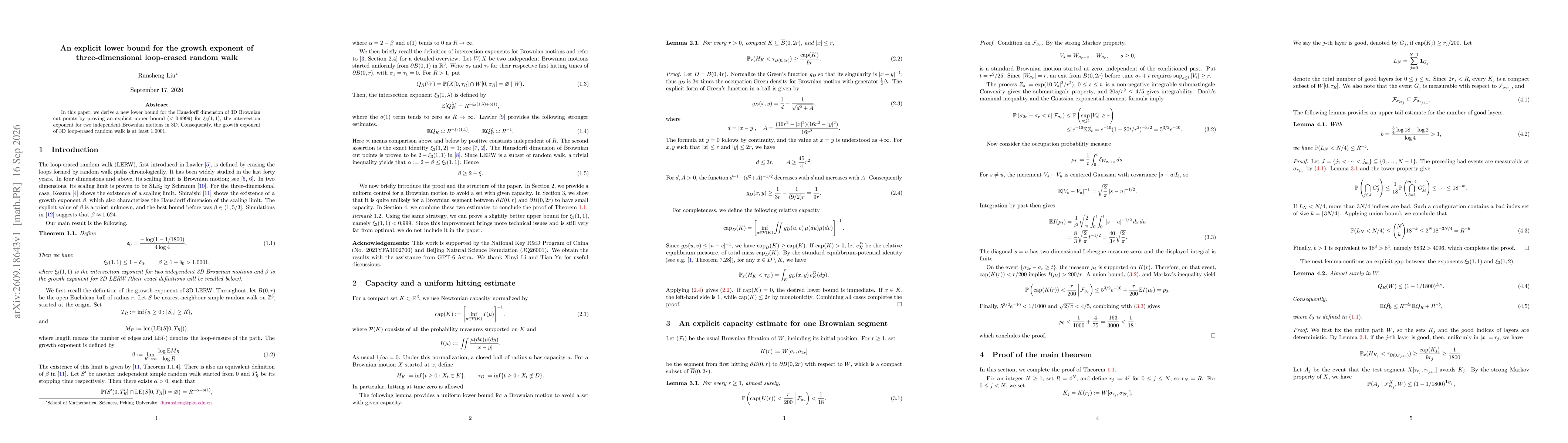 Thumbnail for An explicit lower bound for the growth exponent of three-dimensional loop-erased random walk