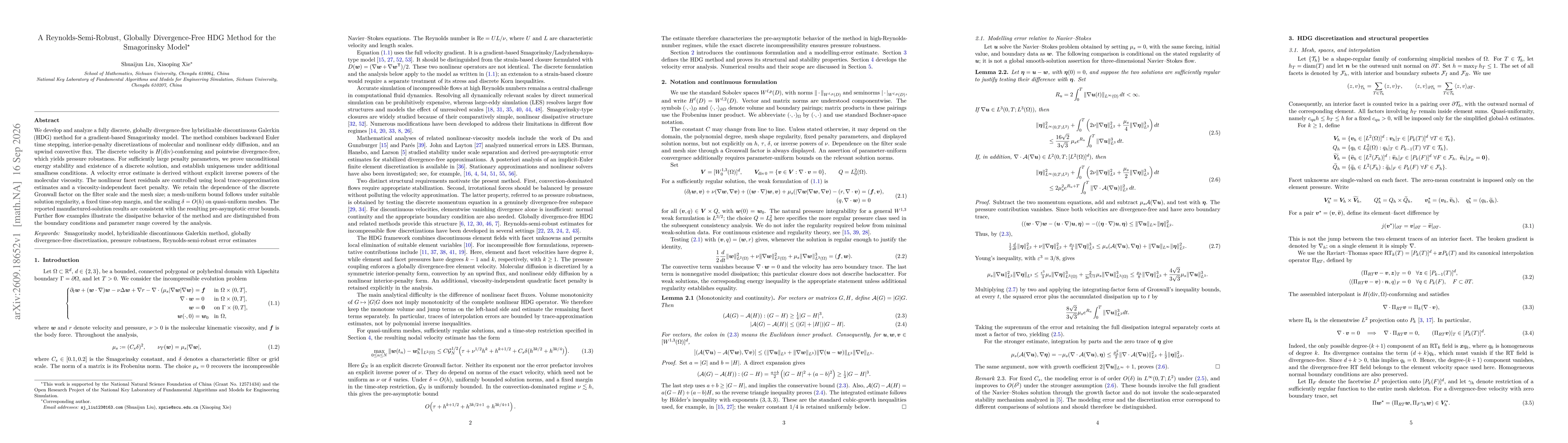 Thumbnail for A Reynolds-Semi-Robust, Globally Divergence-Free HDG Method for the Smagorinsky Model