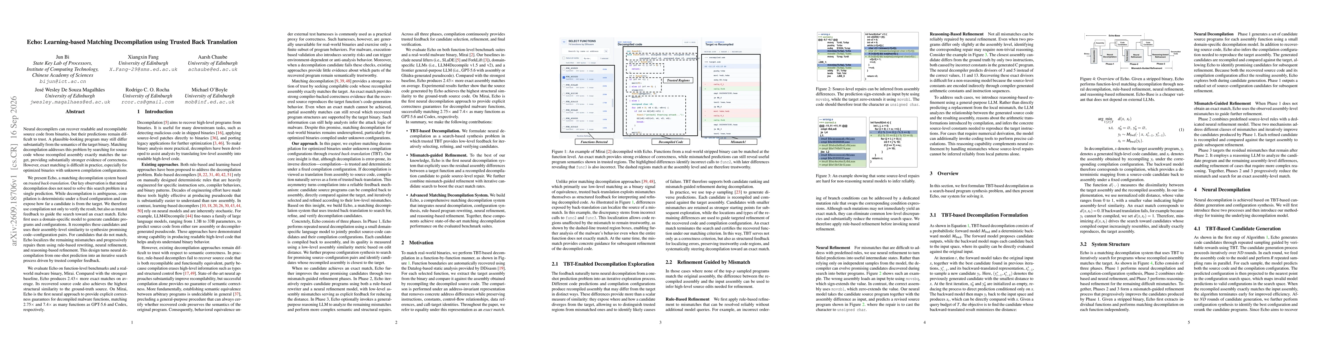 Thumbnail for Echo: Learning-based Matching Decompilation using Trusted Back Translation