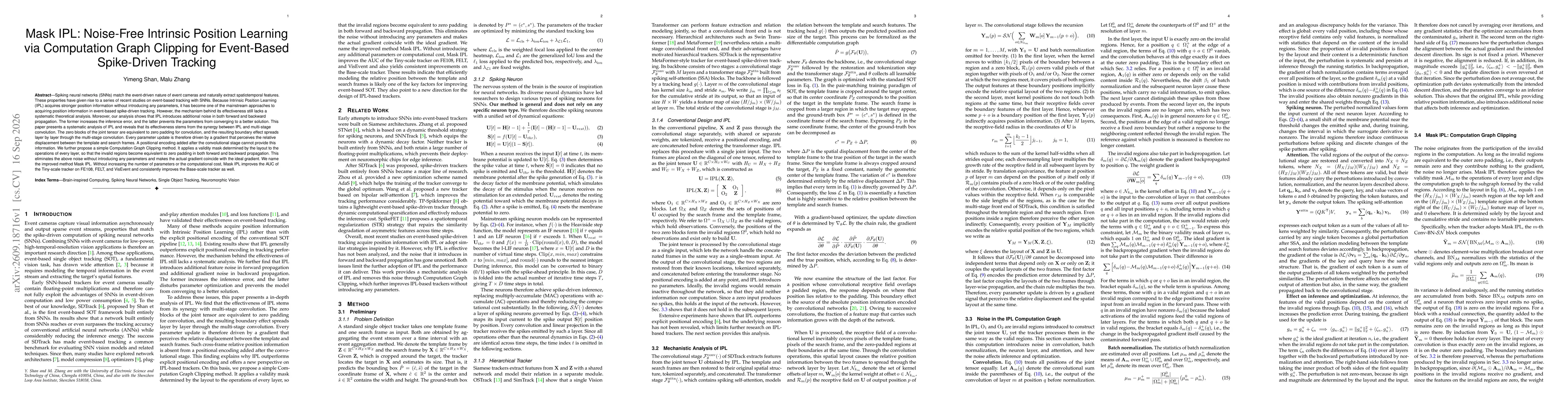 Thumbnail for Mask IPL: Noise-Free Intrinsic Position Learning via Computation Graph Clipping for Event-Based Spike-Driven Tracking