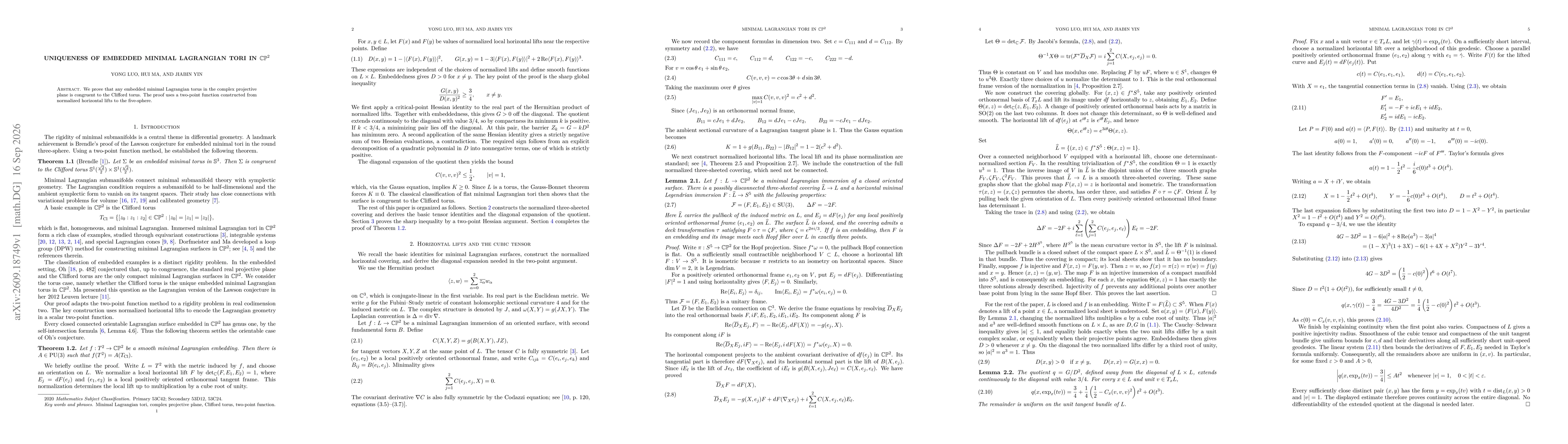 Thumbnail for Uniqueness of embedded minimal Lagrangian tori in $\mathbb{CP}^2$