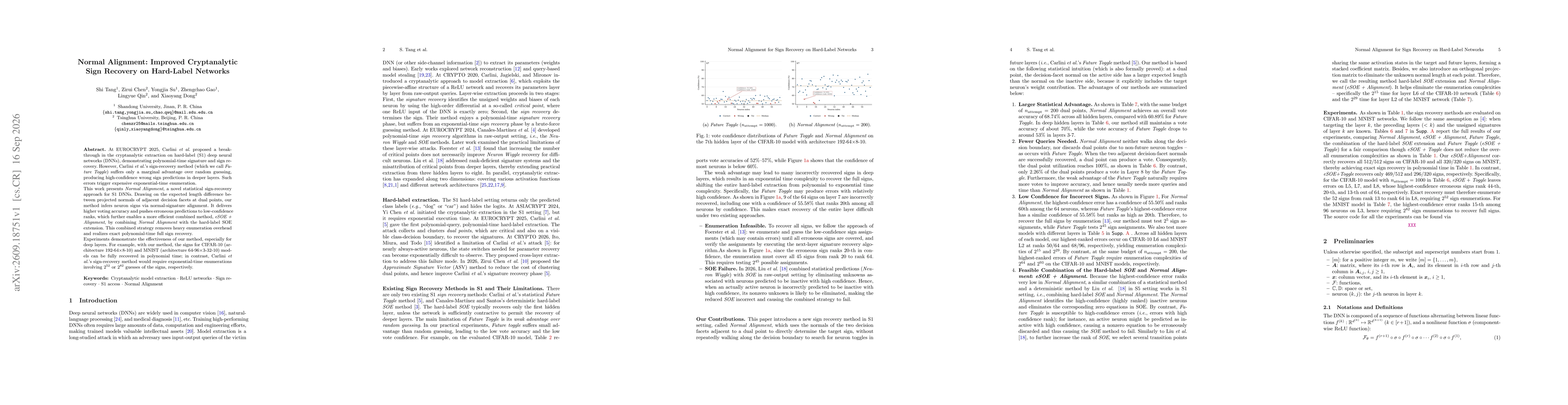 Thumbnail for Normal Alignment: Improved Cryptanalytic Sign Recovery on Hard-Label Networks