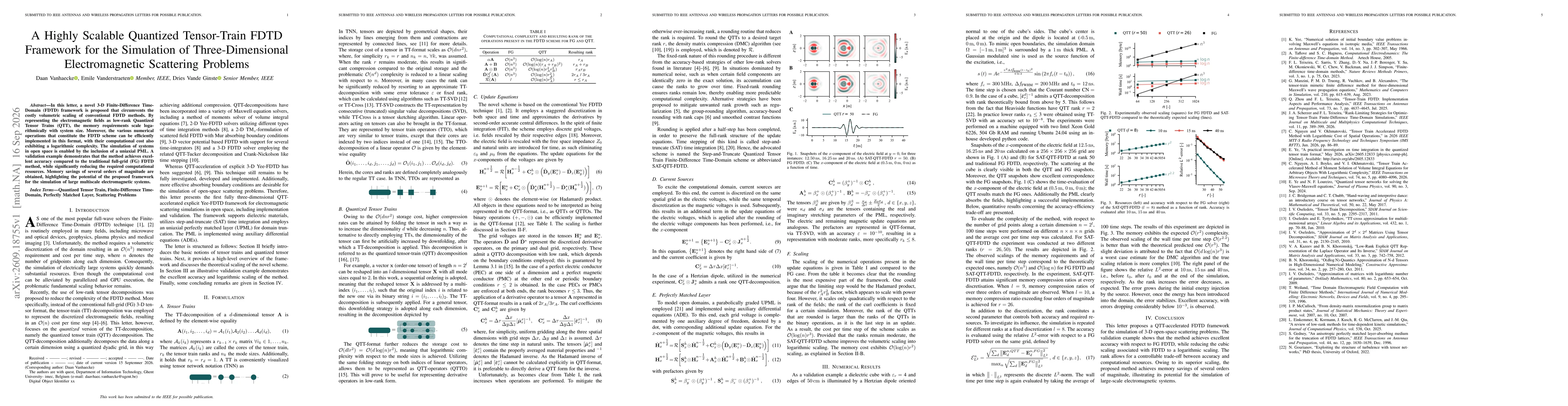 Thumbnail for A Highly Scalable Quantized Tensor-Train FDTD Framework for the Simulation of Three-Dimensional Electromagnetic Scattering Problems