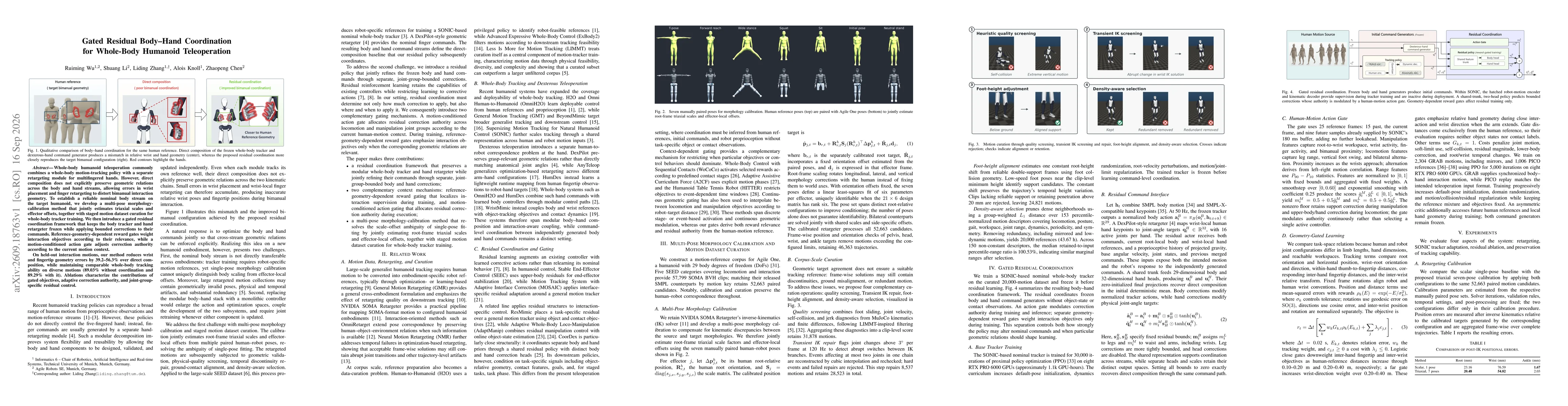 Thumbnail for Gated Residual Body-Hand Coordination for Whole-Body Humanoid Teleoperation