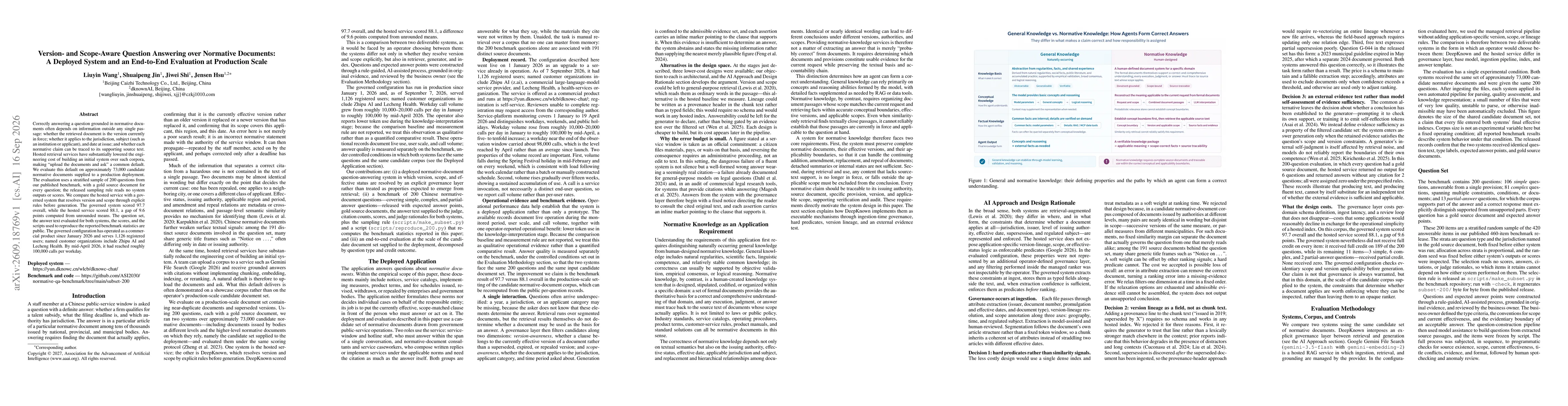 Thumbnail for Version- and Scope-Aware Question Answering over Normative Documents: A Deployed System and an End-to-End Evaluation at Production Scale