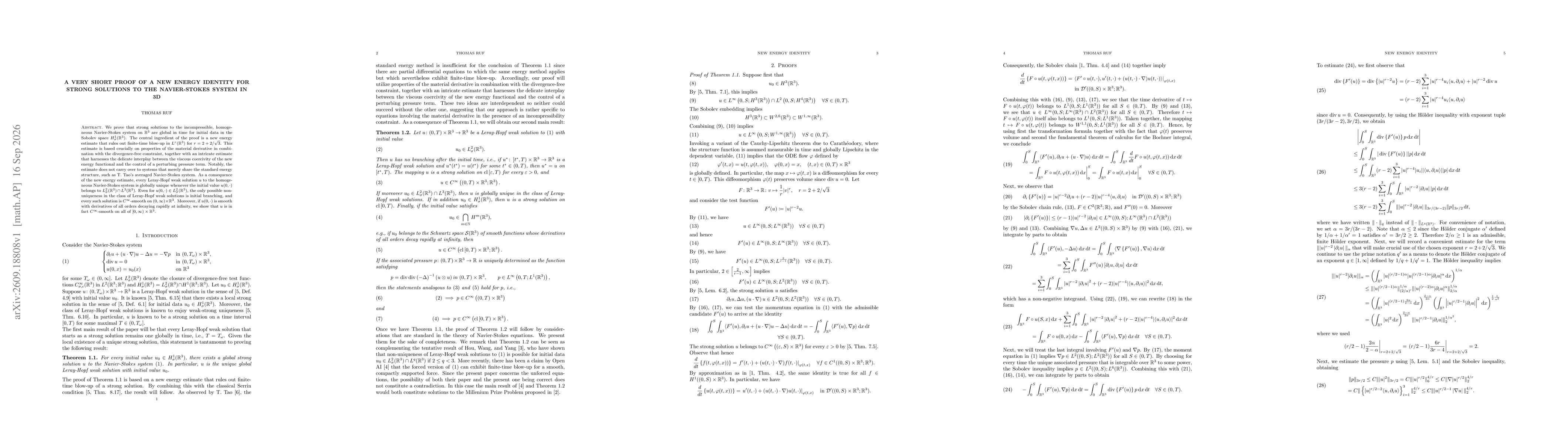 Thumbnail for A very short proof of a new energy identity for strong solutions to the Navier-Stokes system in 3D