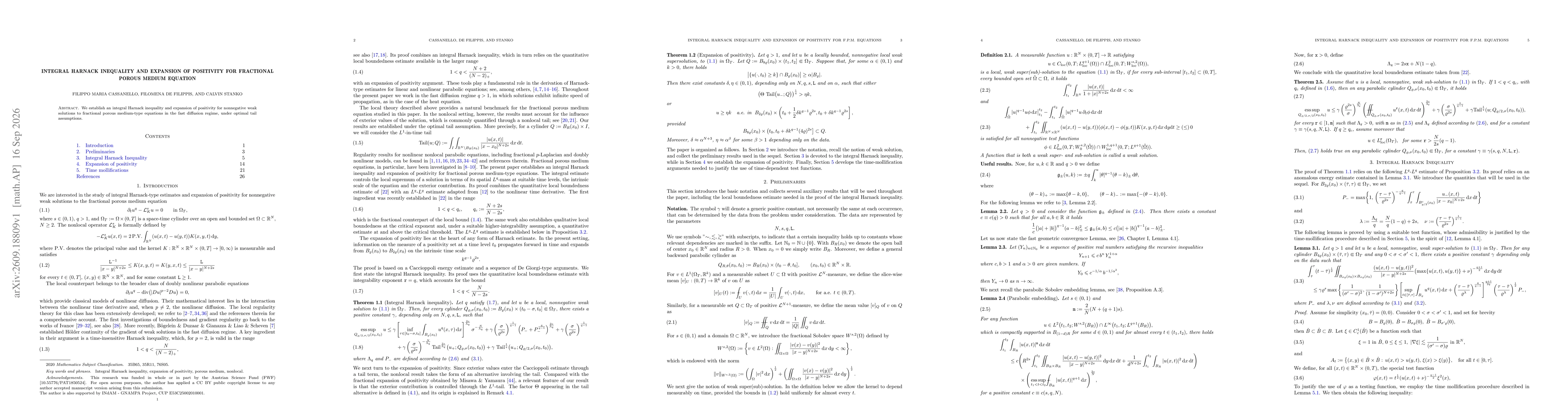 Thumbnail for Integral Harnack inequality and expansion of positivity for fractional porous medium equation