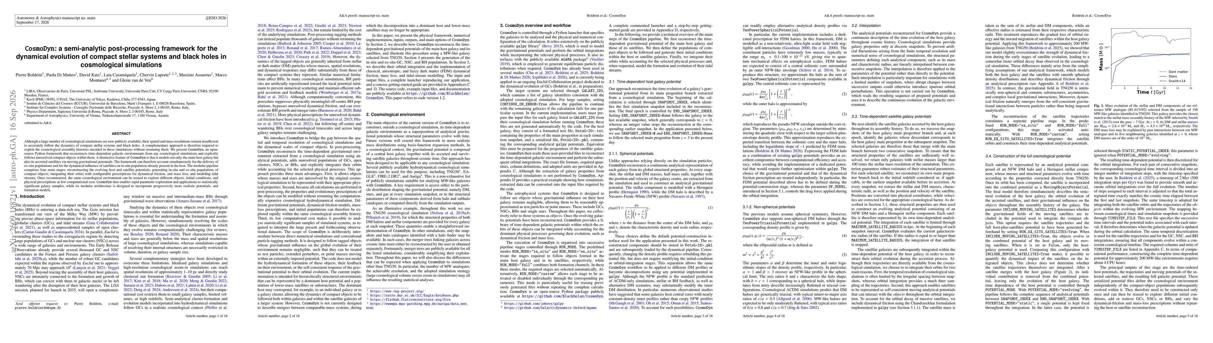 Thumbnail for CosmoDyn: a semi-analytic post-processing framework for the dynamical evolution of compact stellar systems and black holes in cosmological simulations